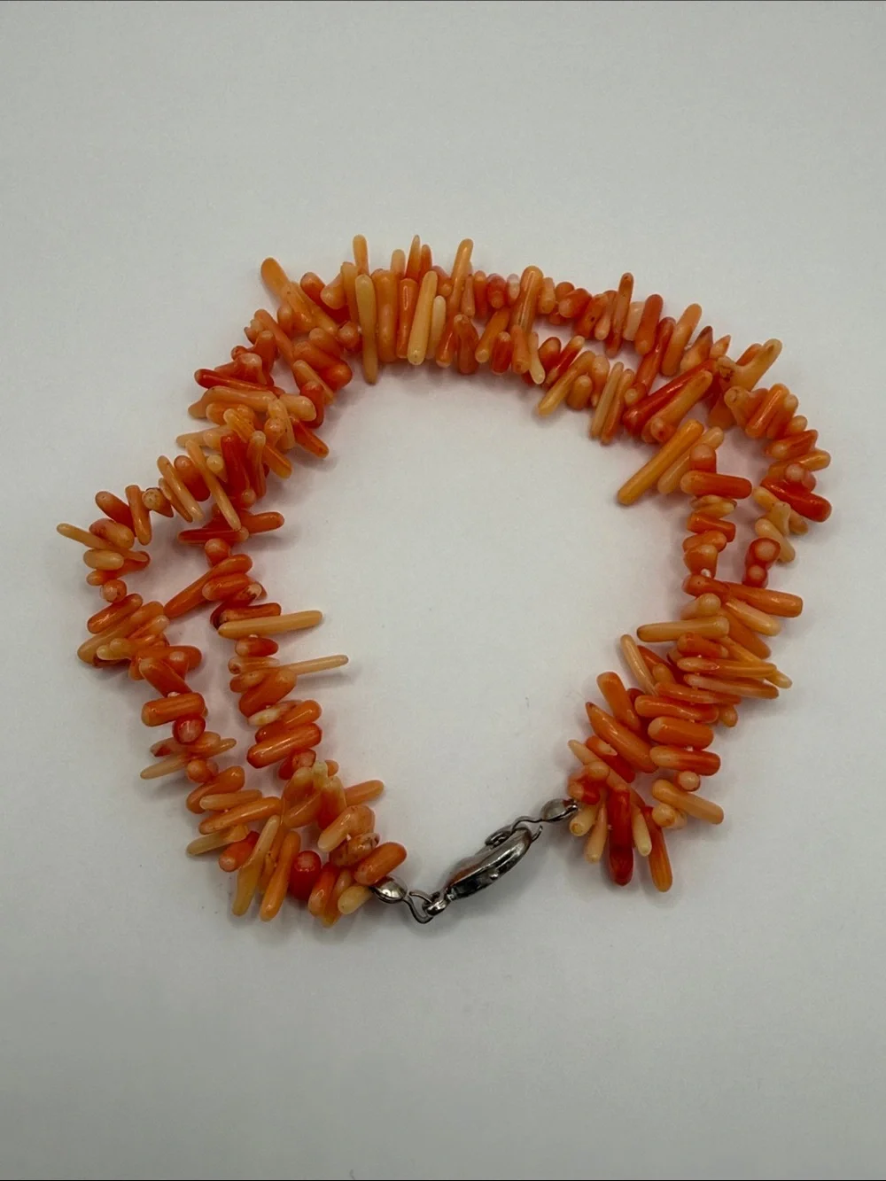 Vintage Native American Style Orange Peach Beaded Bangle Cuff Statement Bracelet